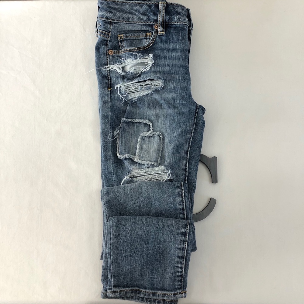 American Eagle Super Stretch l Sz 0 l Patchwork Skinny Jeans